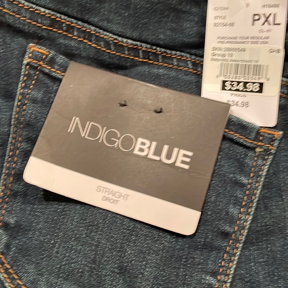 Maternity Indigo Blu, Petite XL Navy Blue Straight Leg Pants Jeans NWT